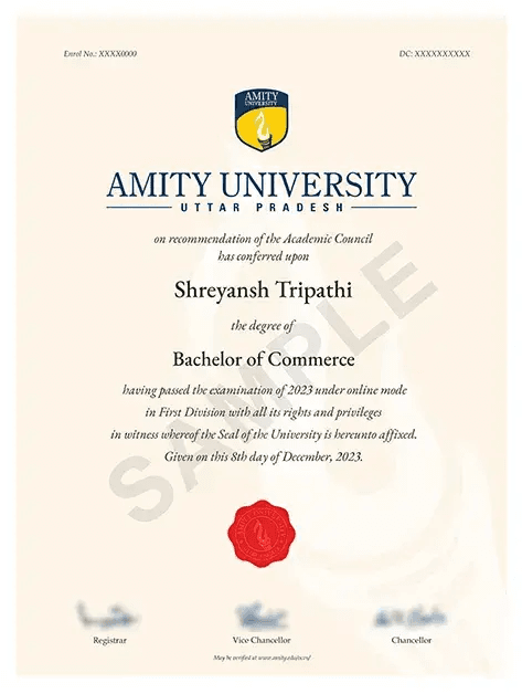 Sample Degree Certificate