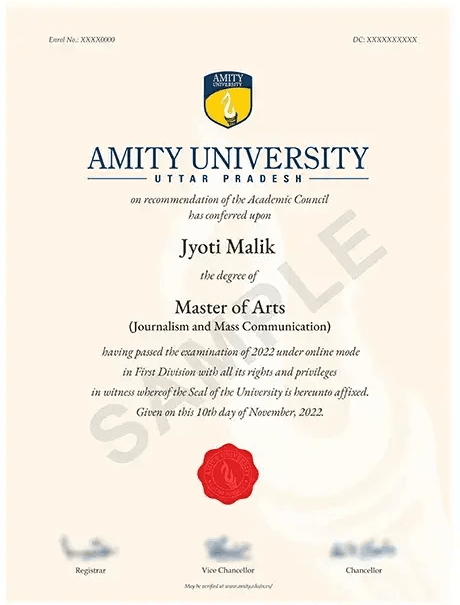 Sample Degree Certificate