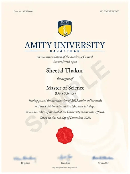 Course: MSc in Data Science - Amity Online | RiseUpp