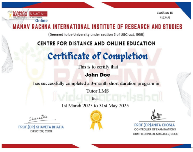 Sample Degree Certificate