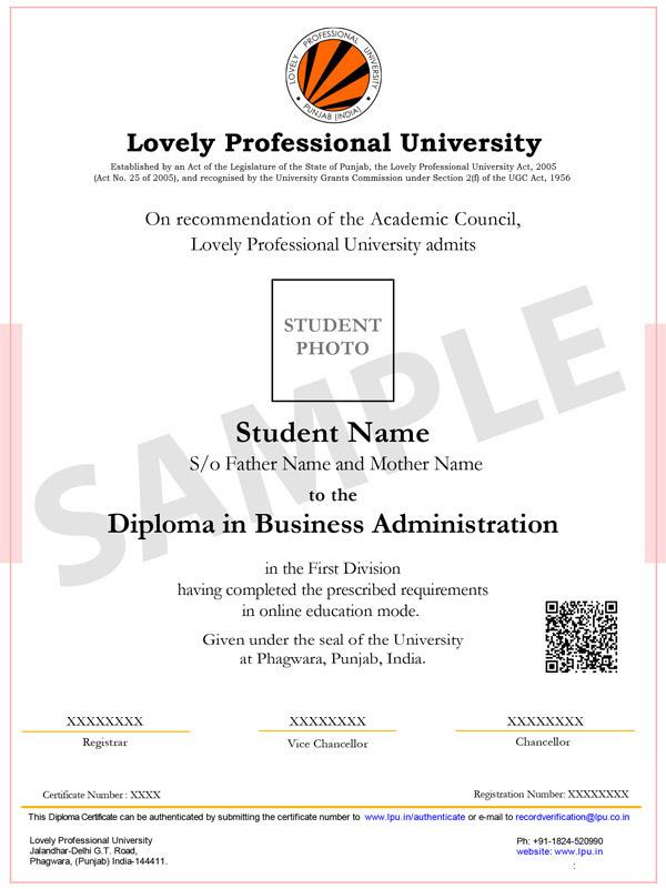 Sample Degree Certificate