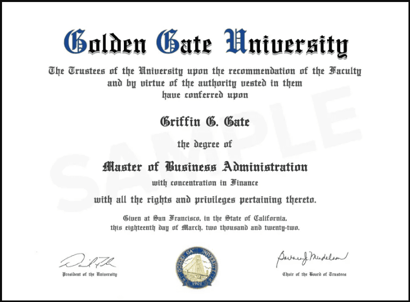 Sample Degree Certificate