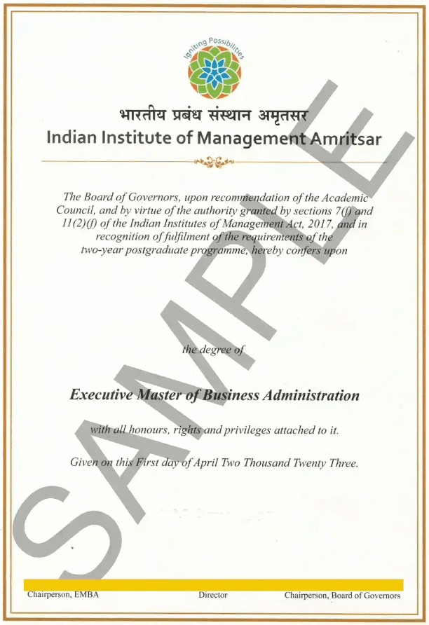 Sample Degree Certificate