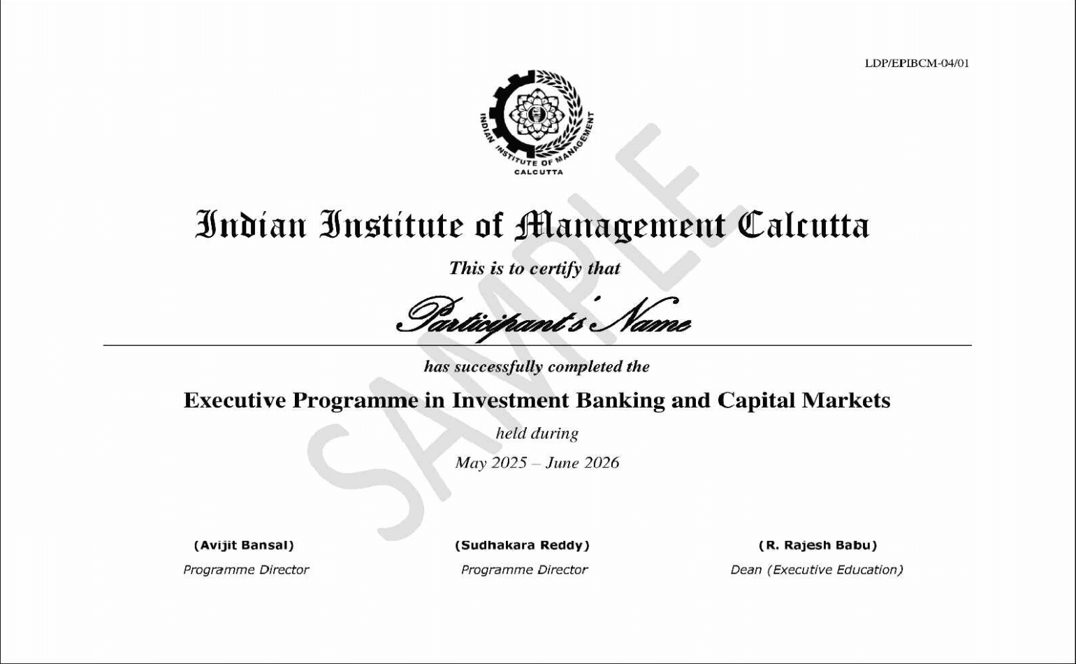 Sample Degree Certificate