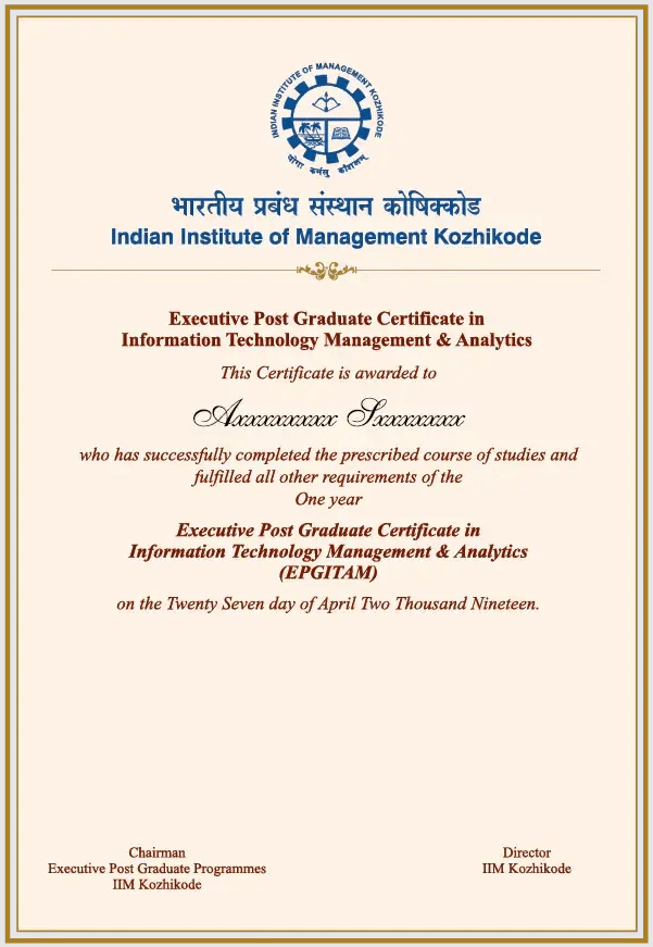 Sample Degree Certificate