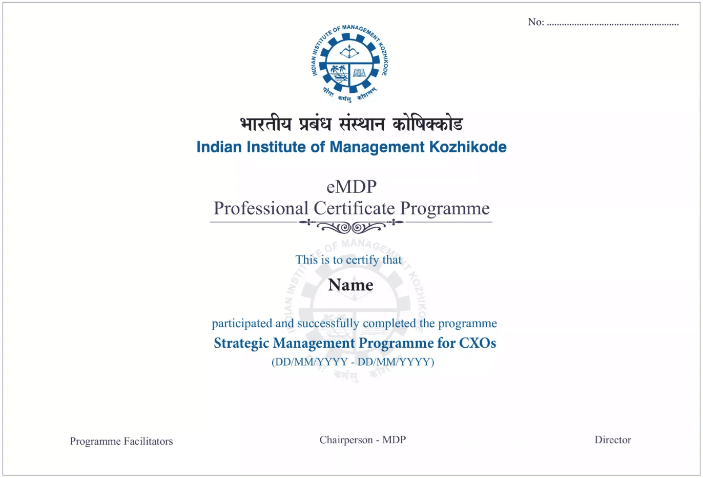 Sample Degree Certificate