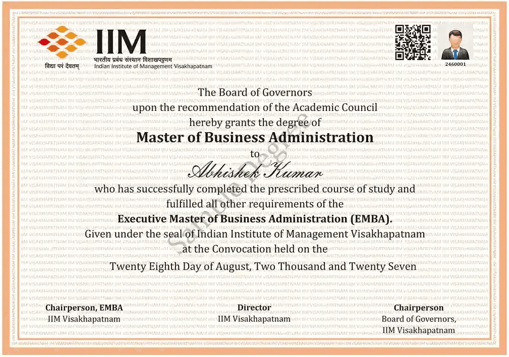 Sample Degree Certificate