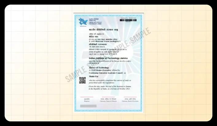 Sample Degree Certificate