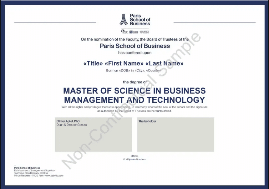 Sample Degree Certificate