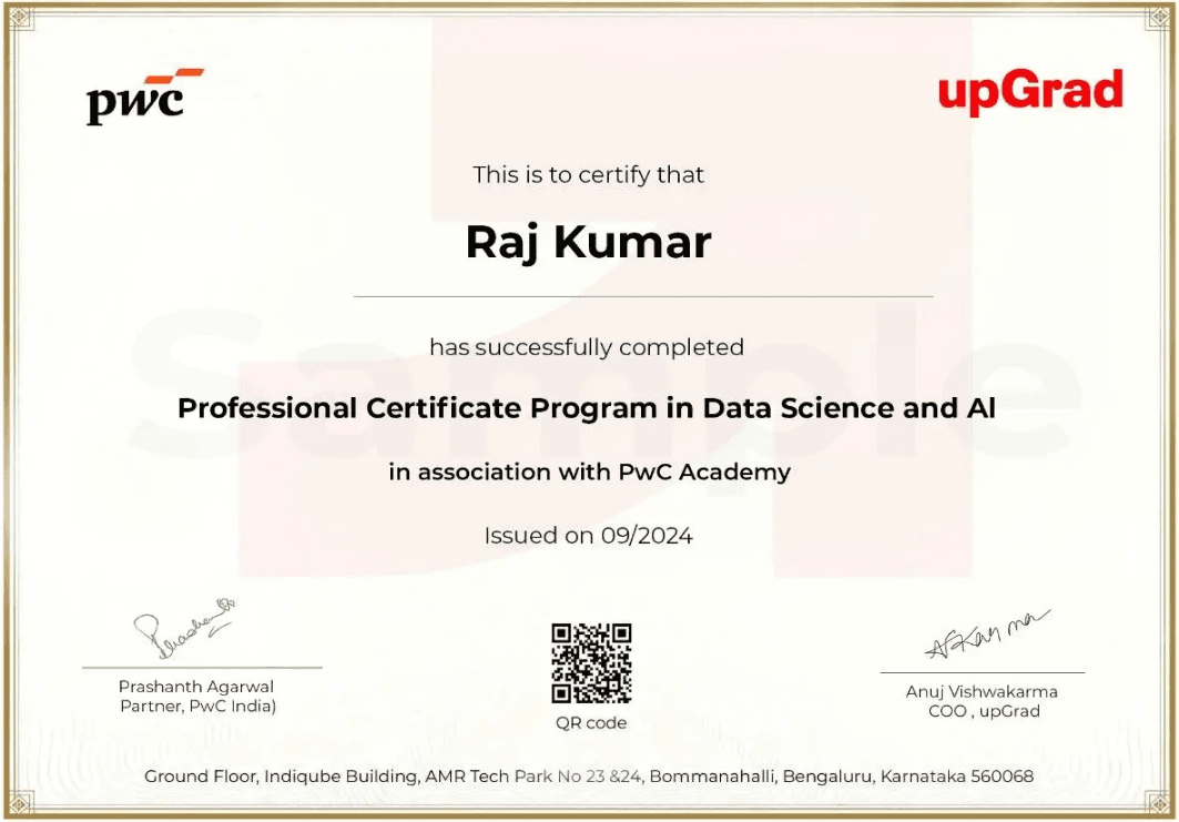 Sample Degree Certificate