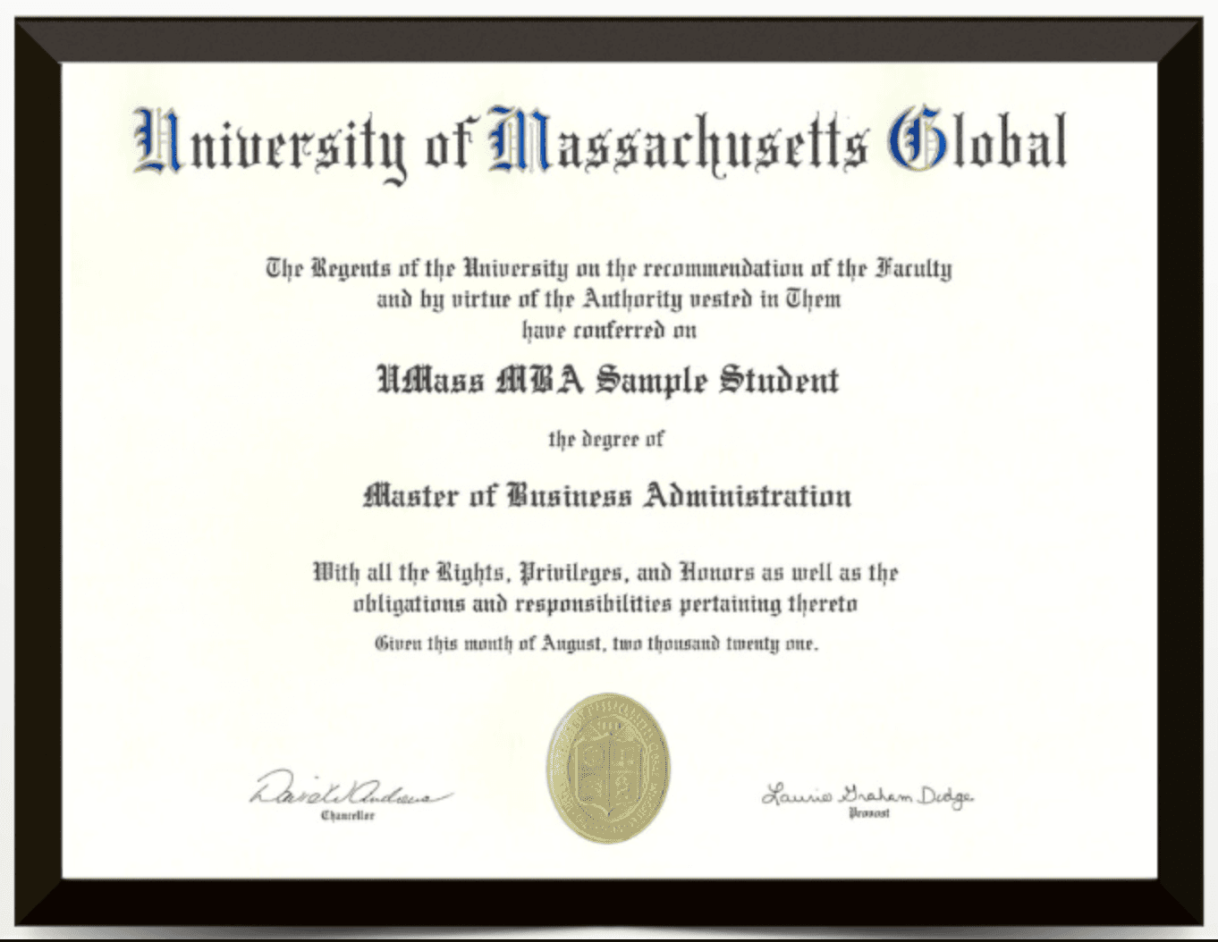 Sample Degree Certificate