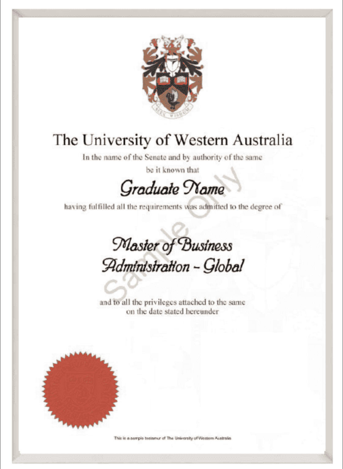 Sample Degree Certificate