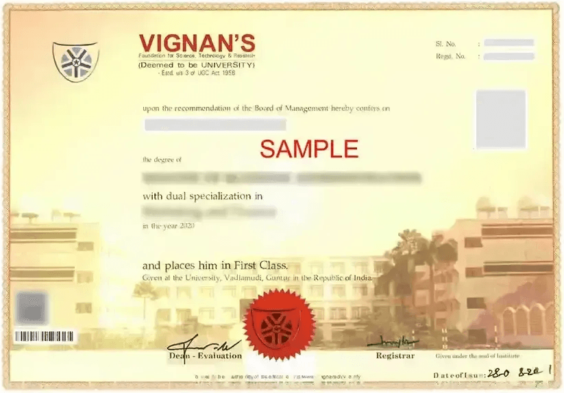 Sample Degree Certificate