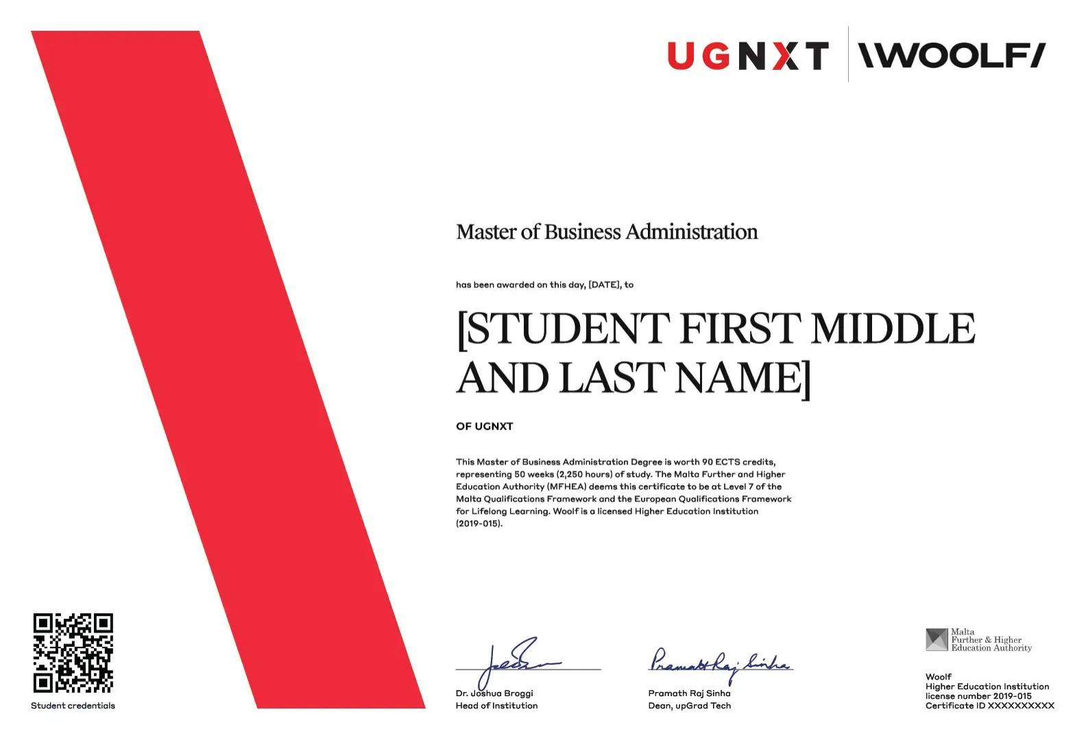 Sample Degree Certificate