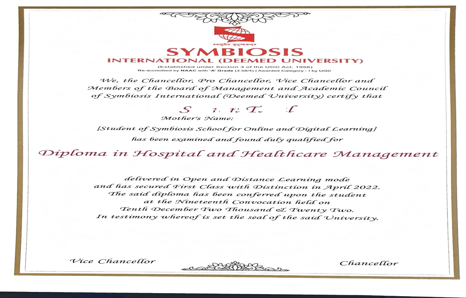 Sample Degree Certificate