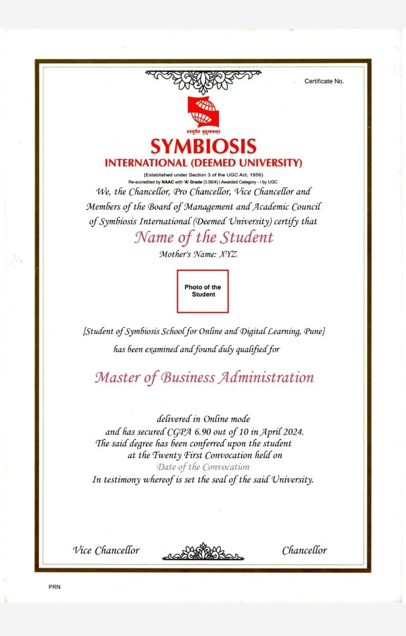 Sample Degree Certificate