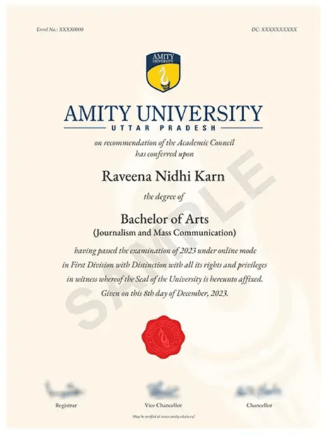 Sample Degree Certificate