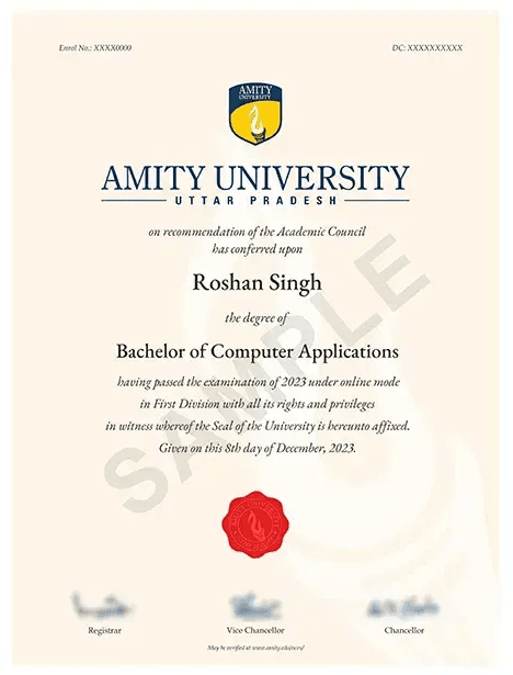 Sample Degree Certificate
