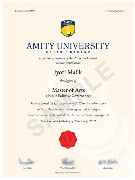 Sample Degree Certificate