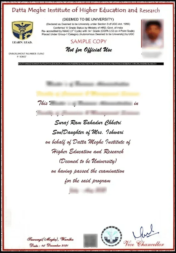 Sample Degree Certificate