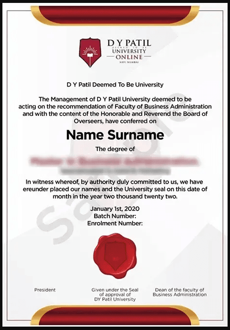 Sample Degree Certificate