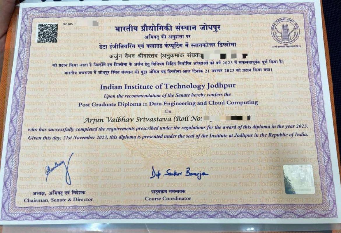 Sample Degree Certificate