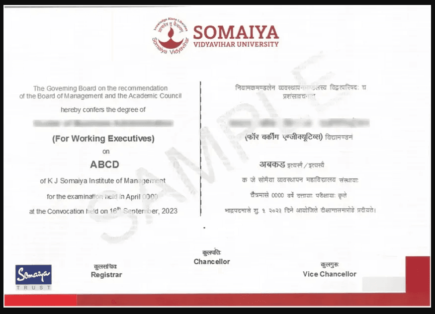 Sample Degree Certificate