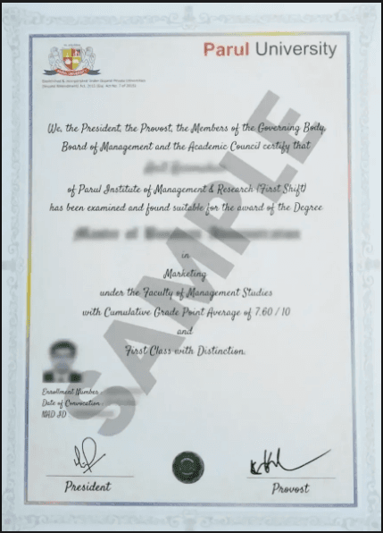 Sample Degree Certificate