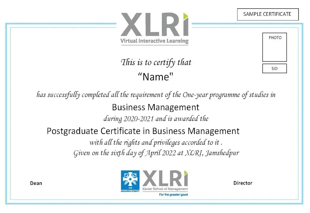 Sample Degree Certificate