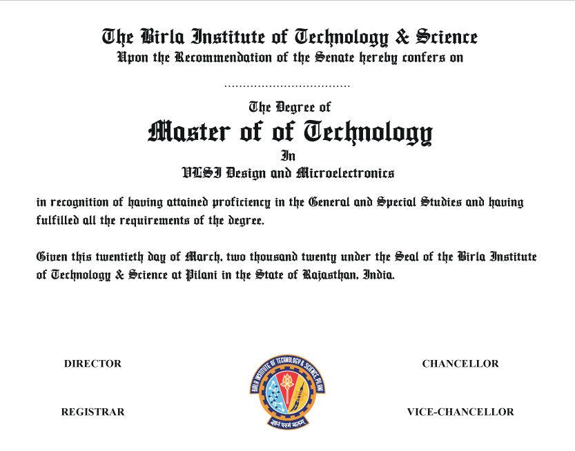 Sample Degree Certificate