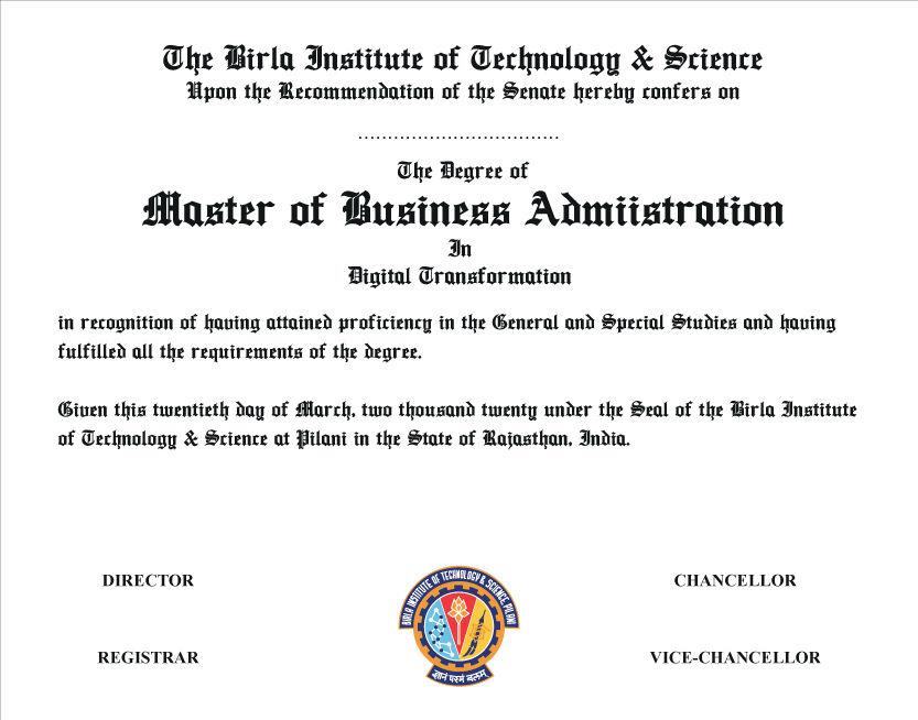 Sample Degree Certificate