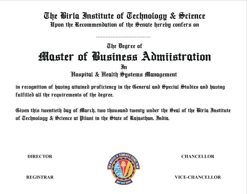 Sample Degree Certificate