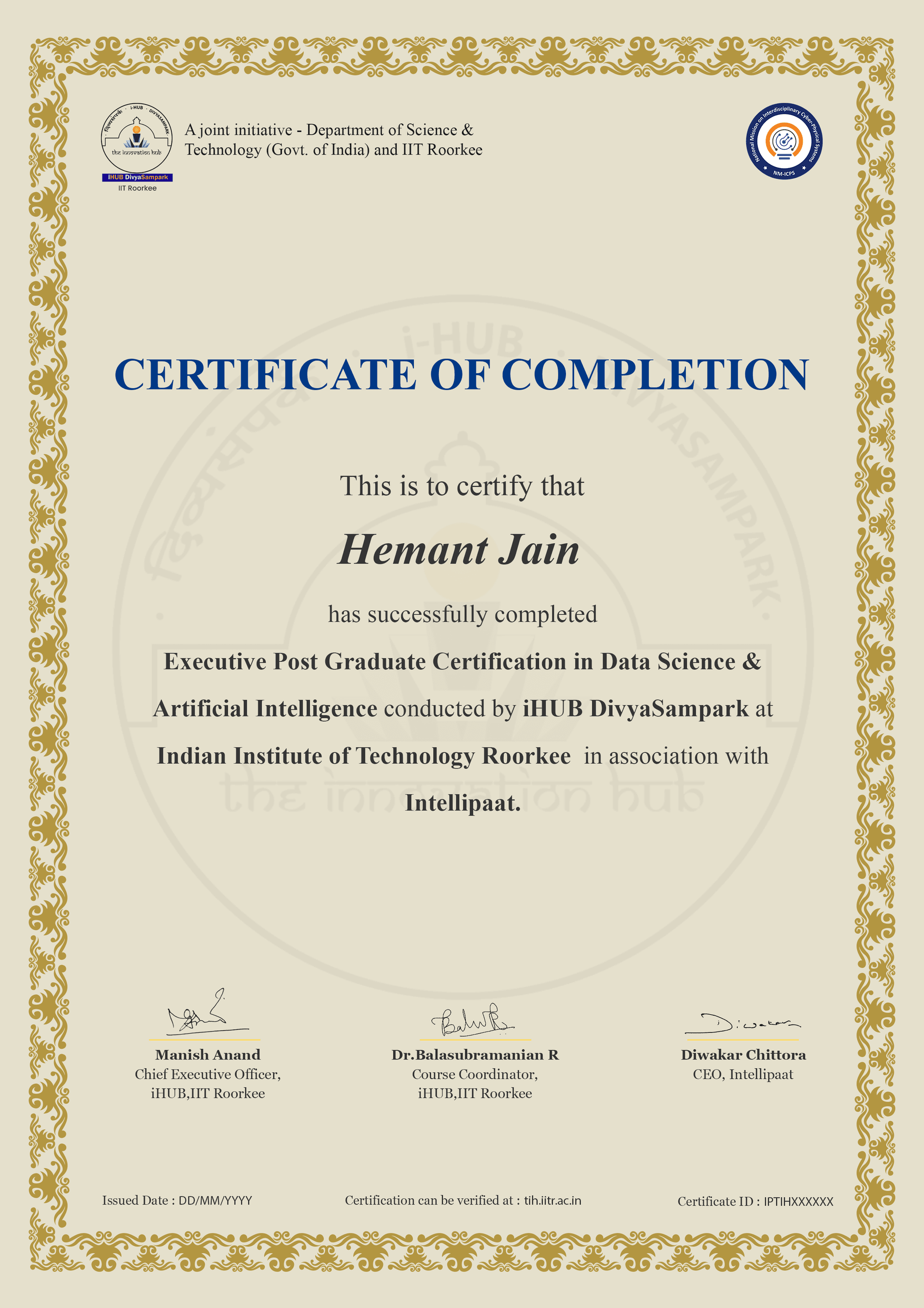Sample Degree Certificate