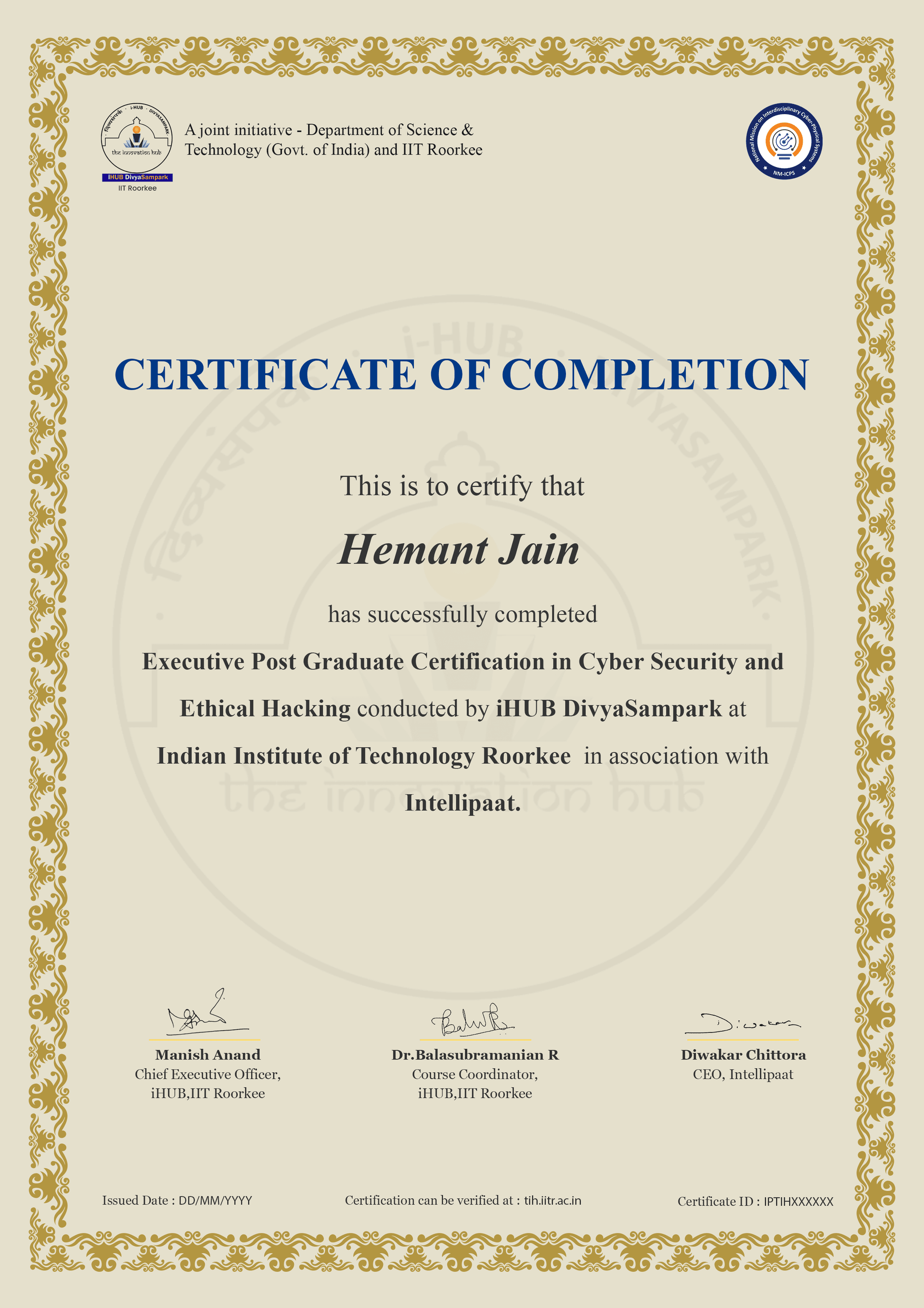 Sample Degree Certificate