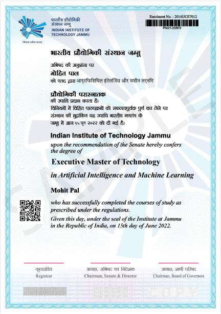 Sample Degree Certificate
