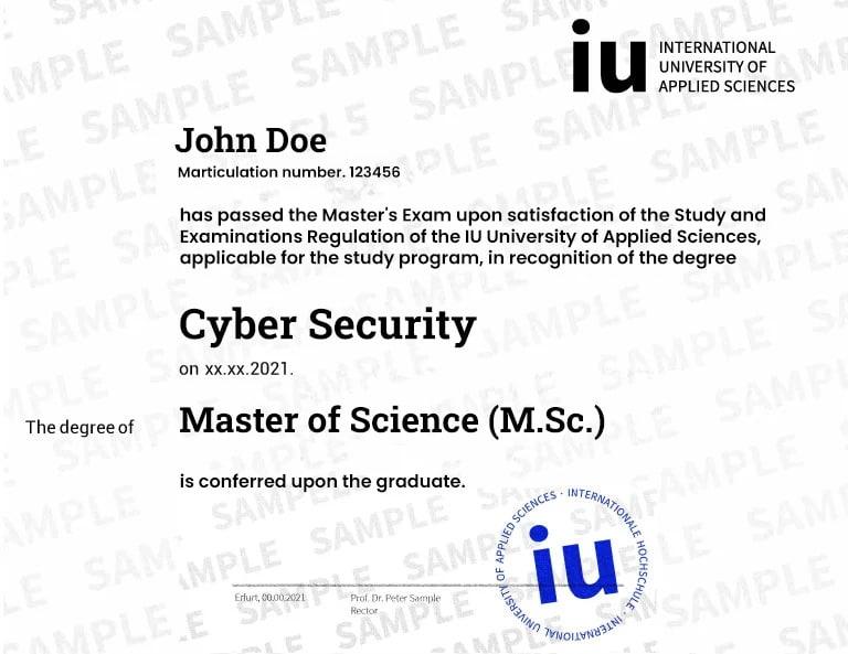 Sample Degree Certificate