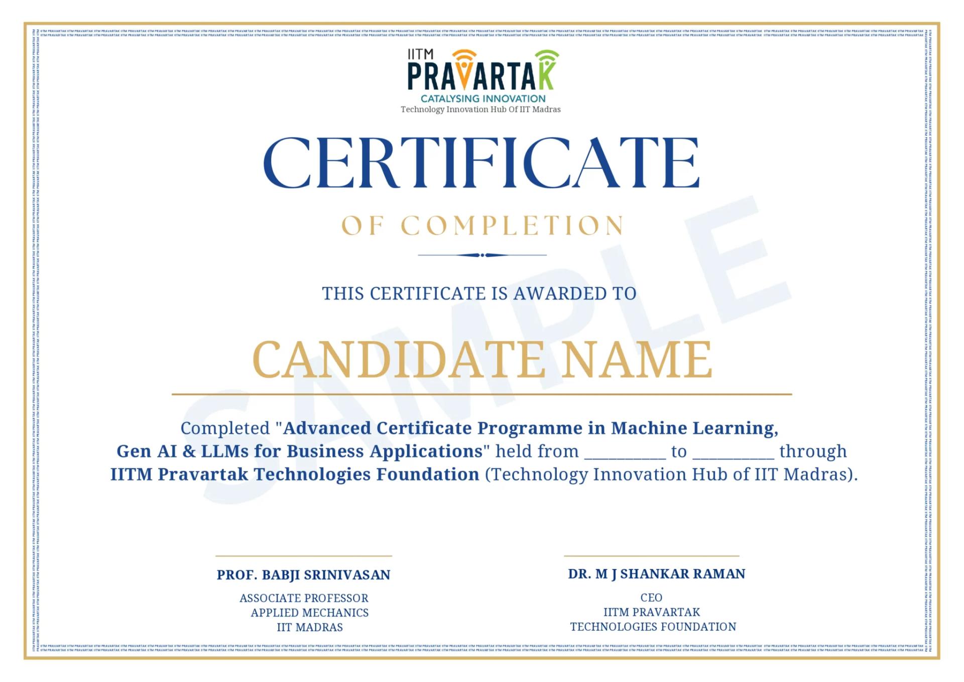 Sample Degree Certificate