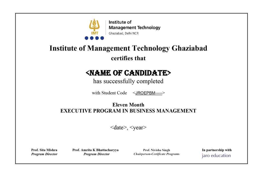 Sample Degree Certificate