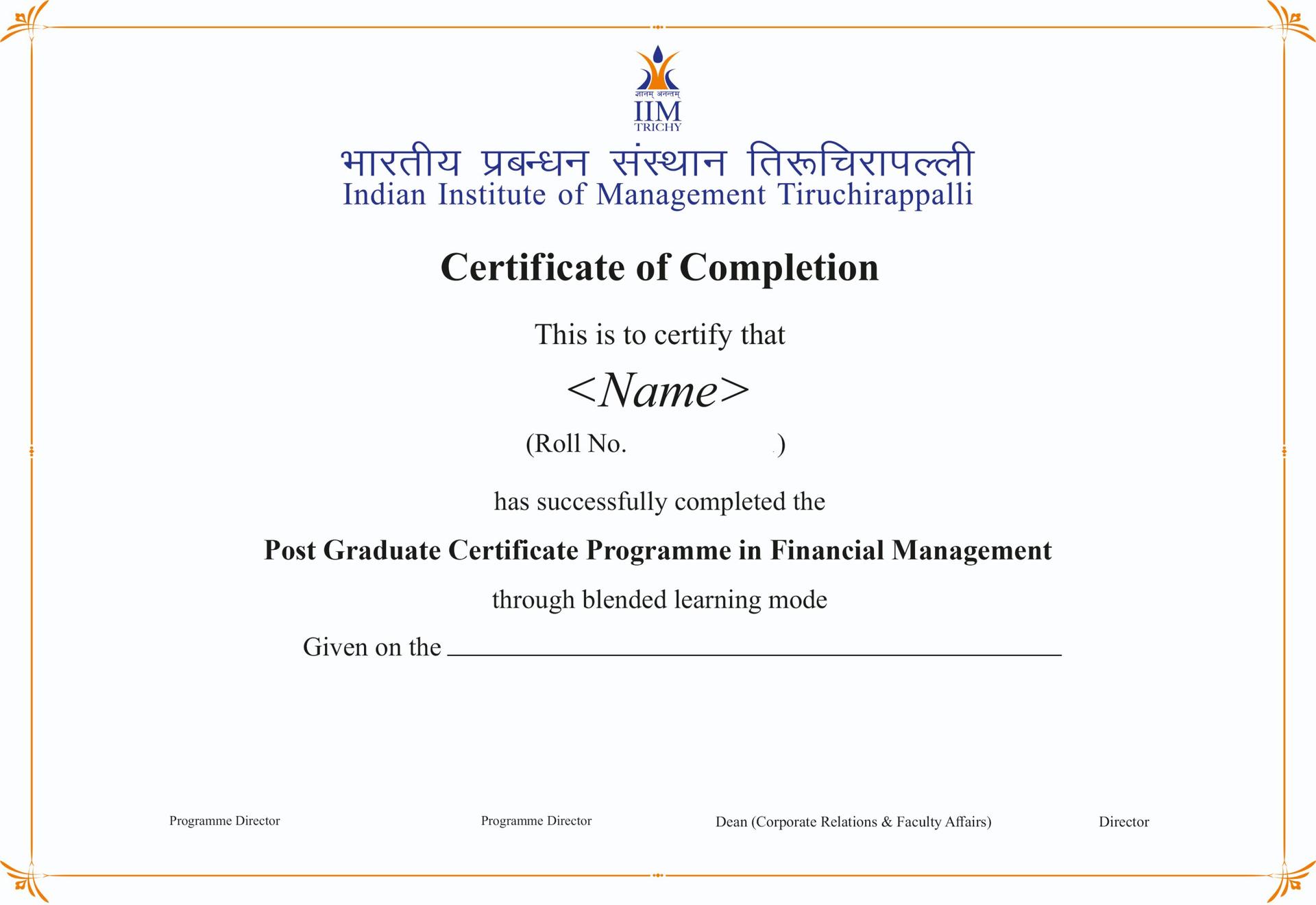 Sample Degree Certificate