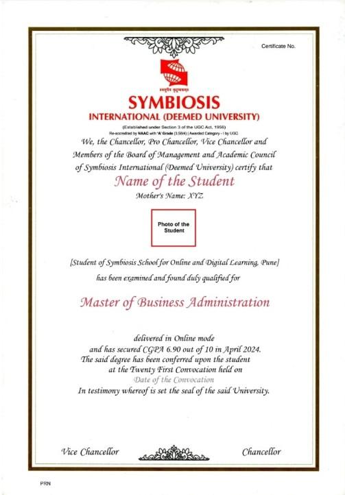 Sample Degree Certificate