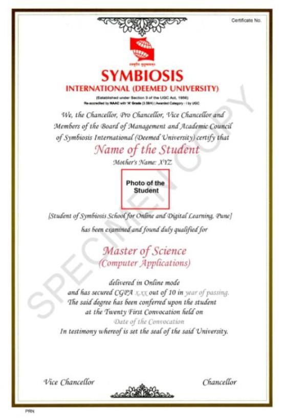 Sample Degree Certificate