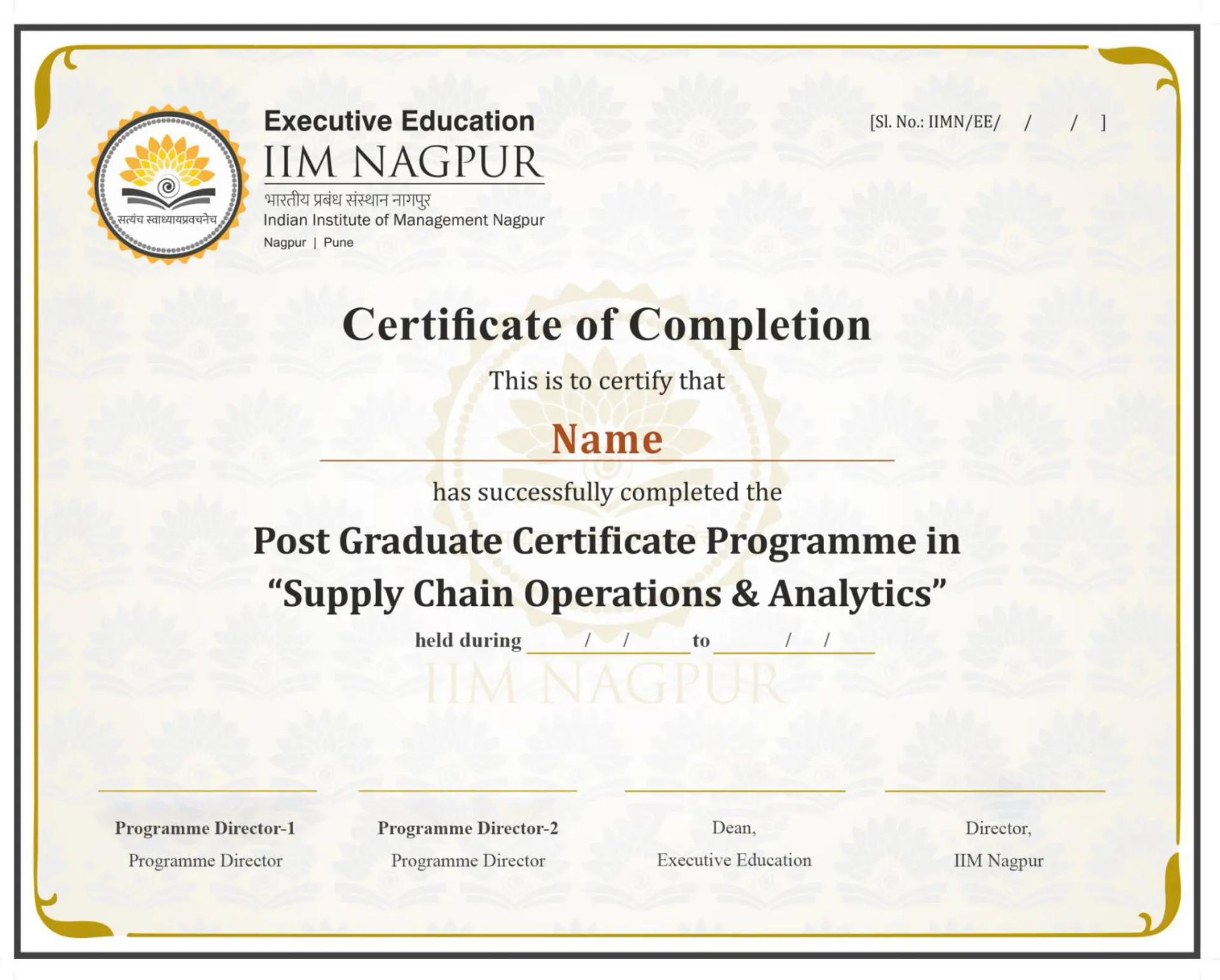 Sample Degree Certificate