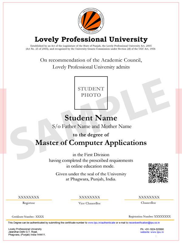 Sample Degree Certificate
