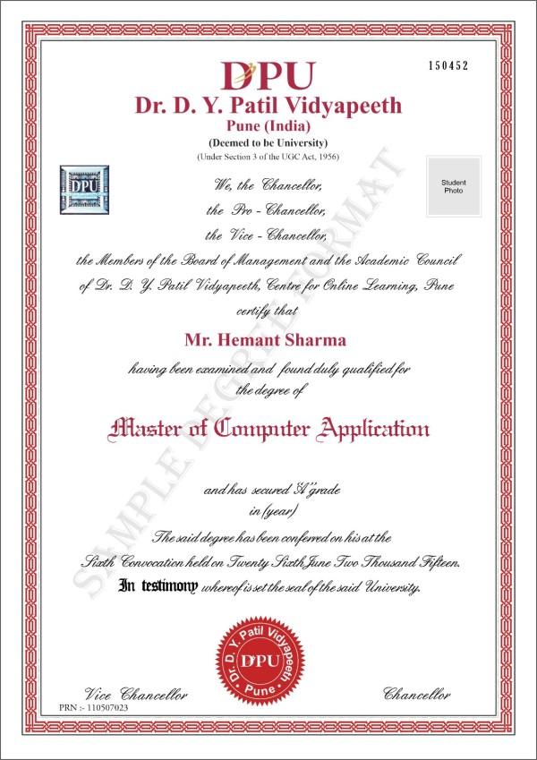 Sample Degree Certificate