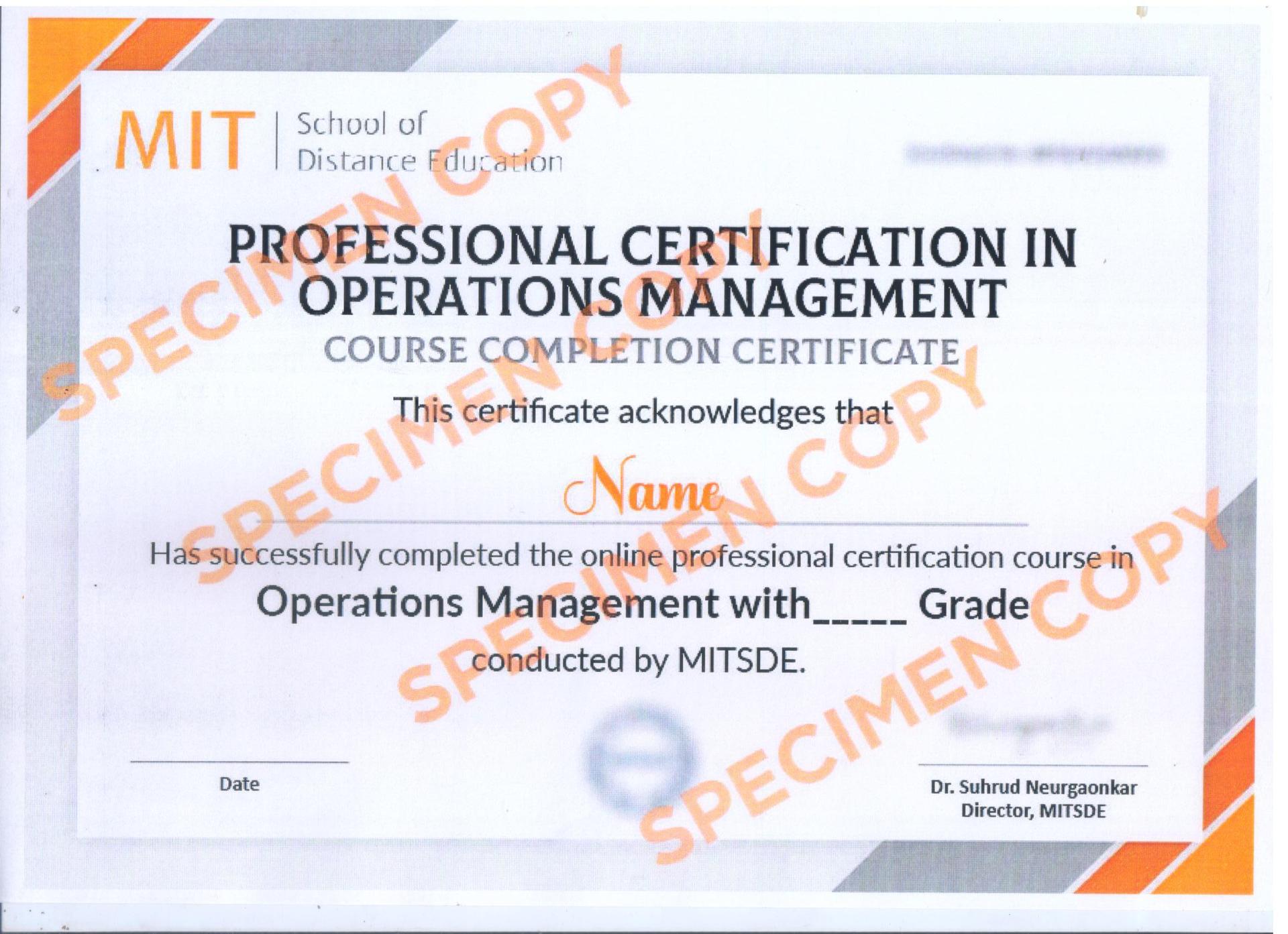 Sample Degree Certificate