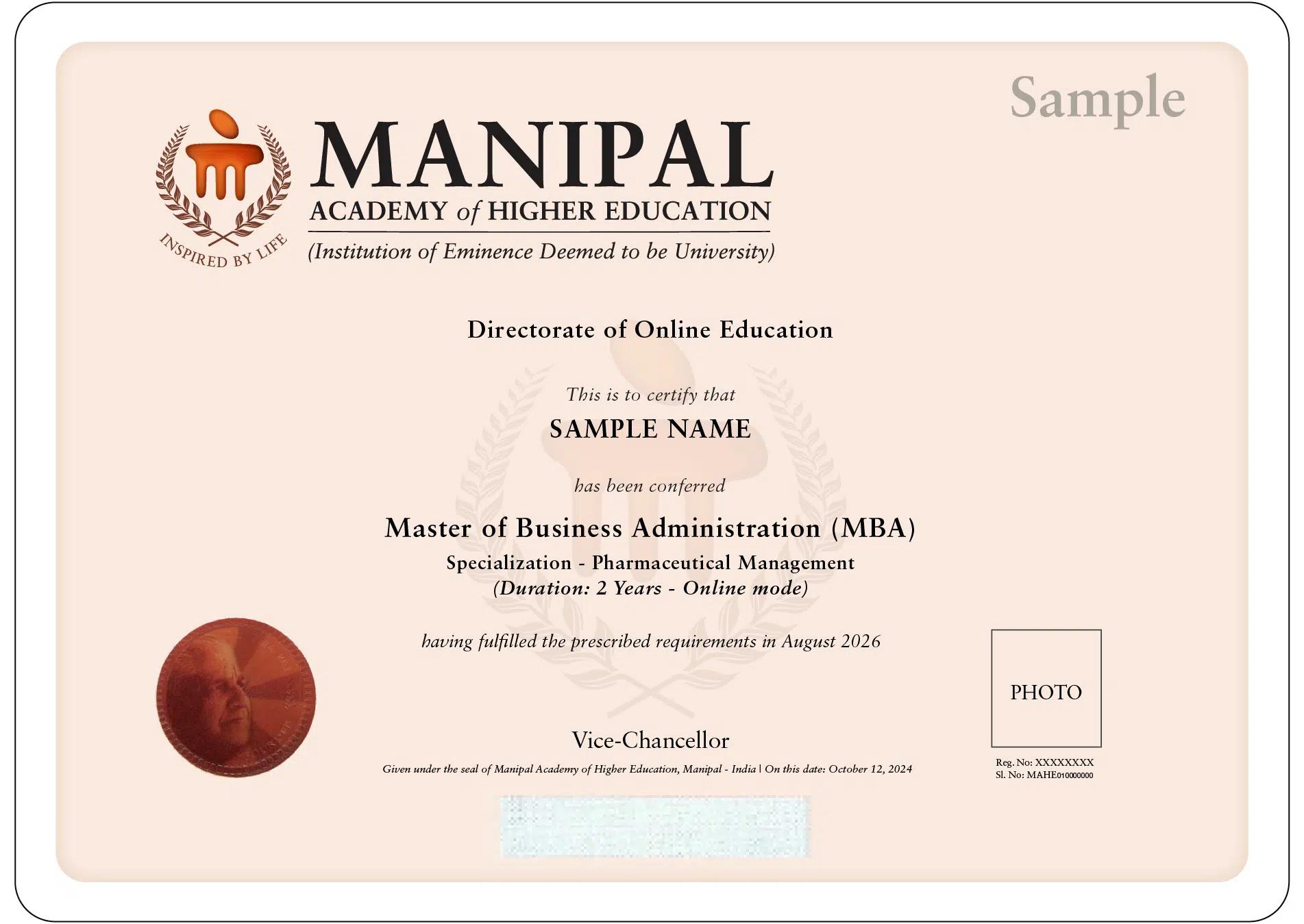Sample Degree Certificate