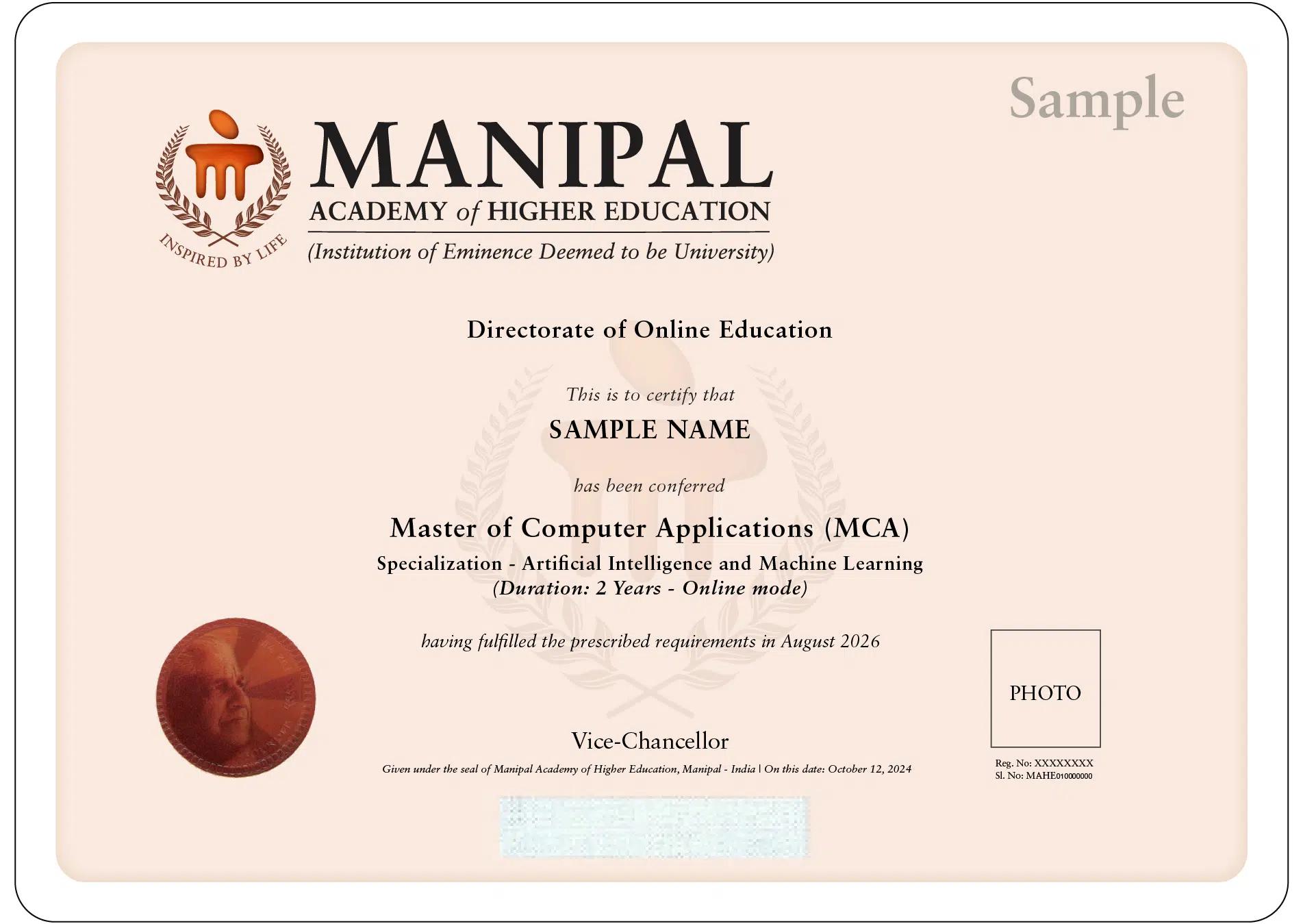 Sample Degree Certificate