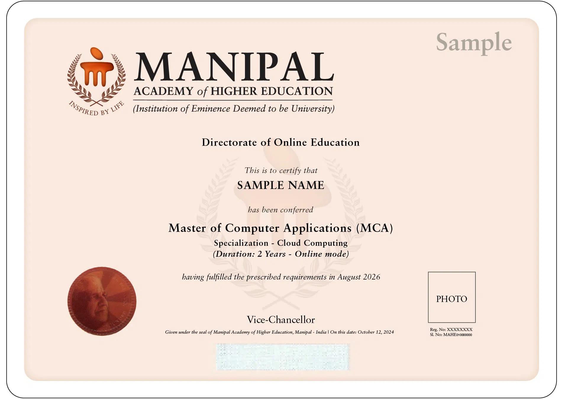 Sample Degree Certificate
