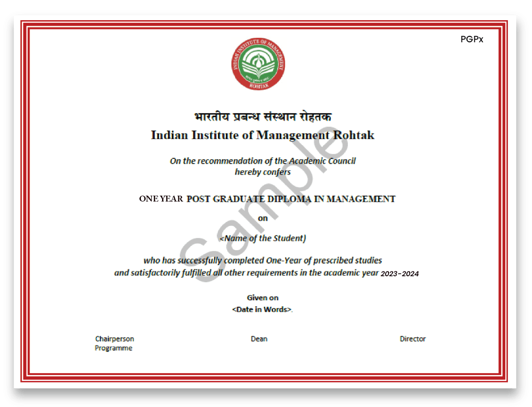 Sample Degree Certificate