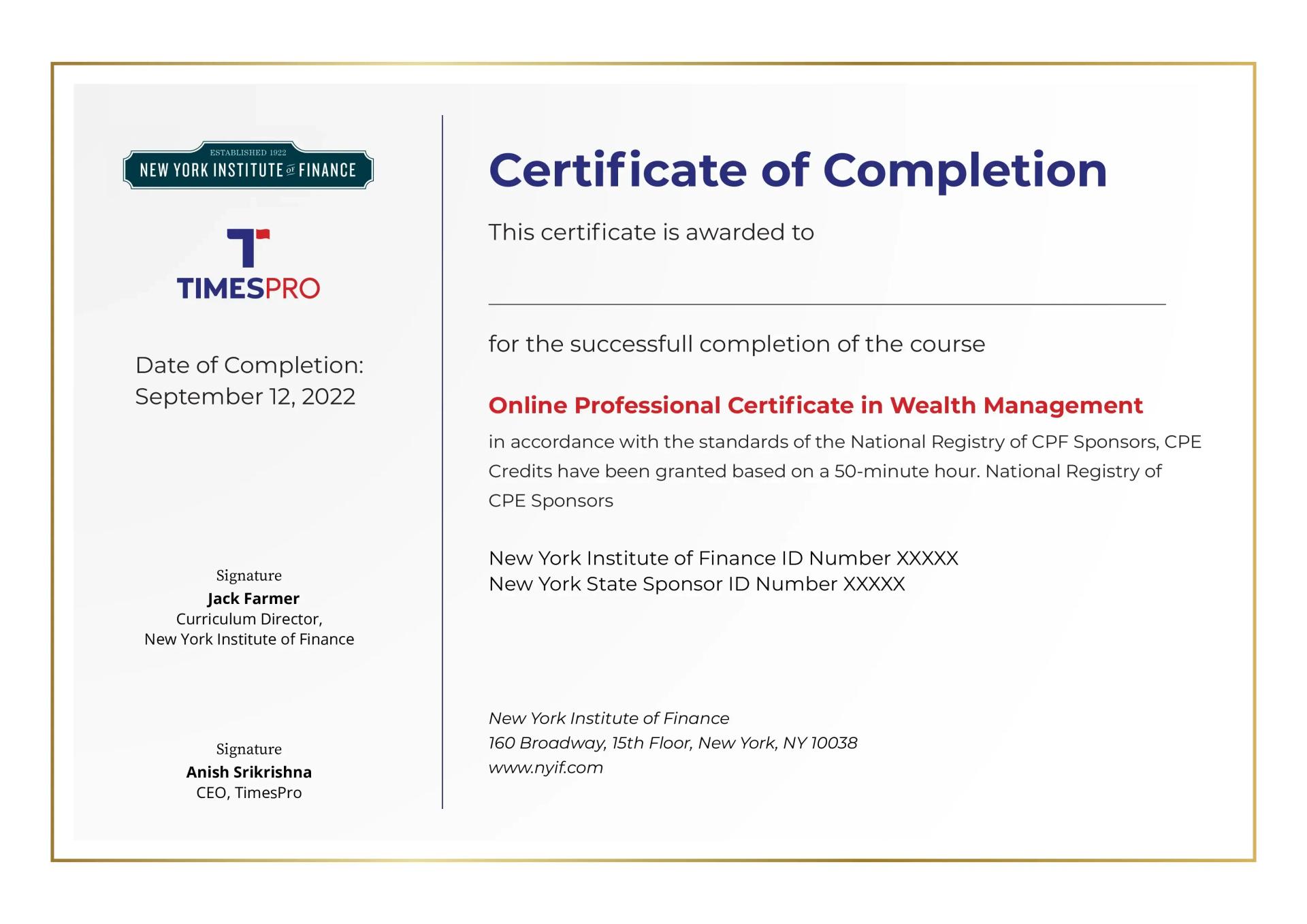 Sample Degree Certificate